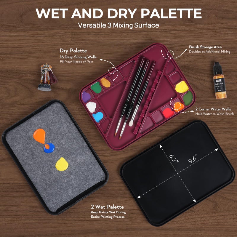 Nicpro All-In-One Miniature Painting Kit, Including 18 Colors Model Paint, Wet Palette, 11PCS Detail Paint Brushes Drybrush, Magnetic Painting Handle, 2PCS Sponges, 50PCS Pallet Paper and Brush Holder - Image 5