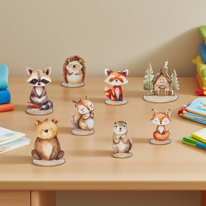 DAECHAO 12 Pack Woodland Animals Baby Shower Decorations, Kid Forest Happy Birthday Decoration Centerpieces for Tables Woodland Nursery Animal Decor Home Office Farmhouse - Image 5