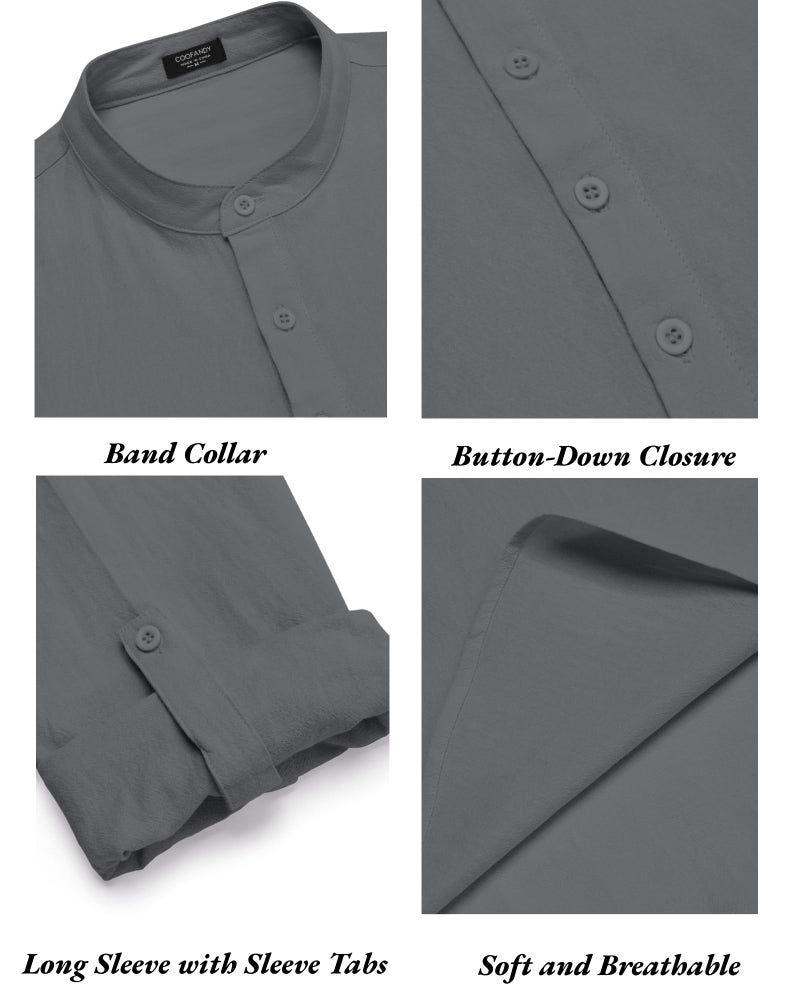 COOFANDY Men's 2 Pieces Cotton Linen Set Long Sleeve Henley Shirts Casual Beach Pants With Pockets Summer Yoga Outfits - Image 4