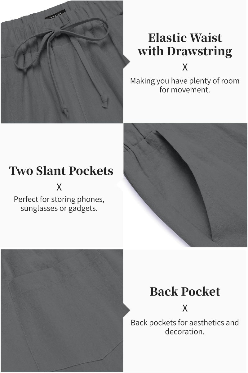 COOFANDY Men's 2 Pieces Cotton Linen Set Long Sleeve Henley Shirts Casual Beach Pants With Pockets Summer Yoga Outfits - Image 5