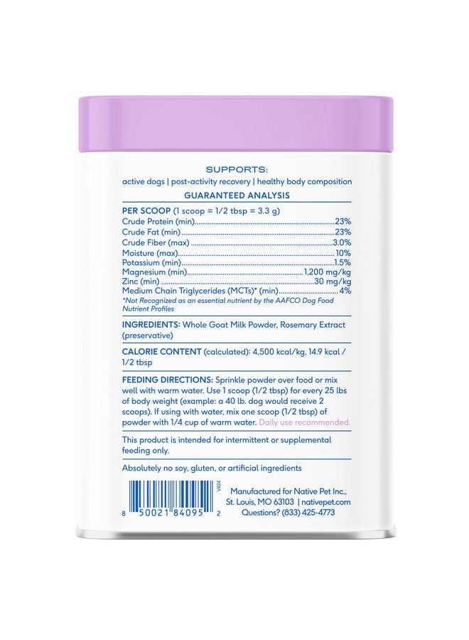 Native Pet Goat Milk for Dogs - Organic Goat Milk Powder for Dogs and Cats - Puppy Formula Dairy Replacement Packed with Protein & Vitamins for Immunity, Recovery & Growth for Active Pups - 60 Scoops - Image 2