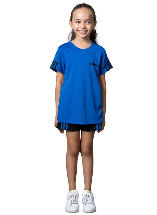 Mei Stylish Kids Active wear T-Shirt And Shorts-Short sleeve t-shirt and short sets Blue  - Image 1