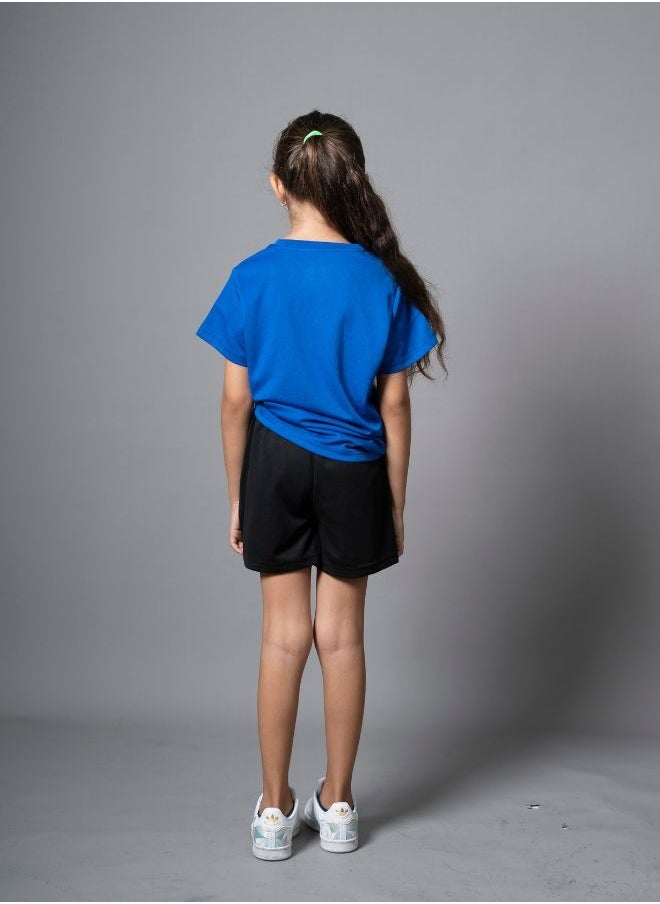 Mei Stylish Kids Active wear T-Shirt And Shorts-Short sleeve t-shirt and short sets Blue  - Image 2
