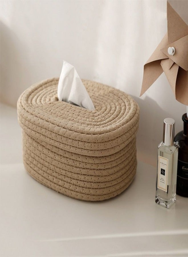 general Handwoven Cotton Tissue Box – Decorative Woven Storage Organizer for Bathroom, Living Room  Office - Image 5