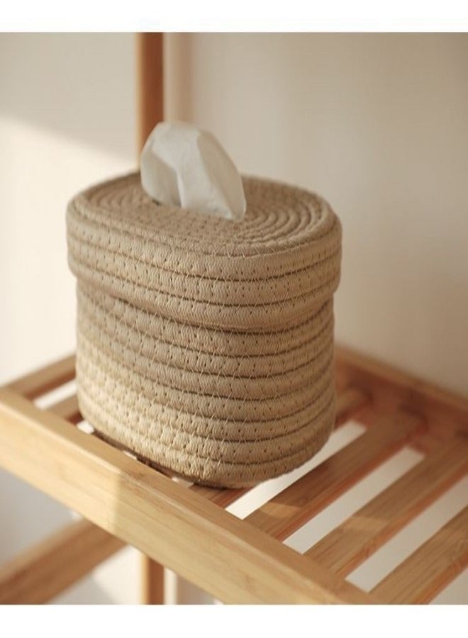 general Handwoven Cotton Tissue Box – Decorative Woven Storage Organizer for Bathroom, Living Room  Office - Image 4