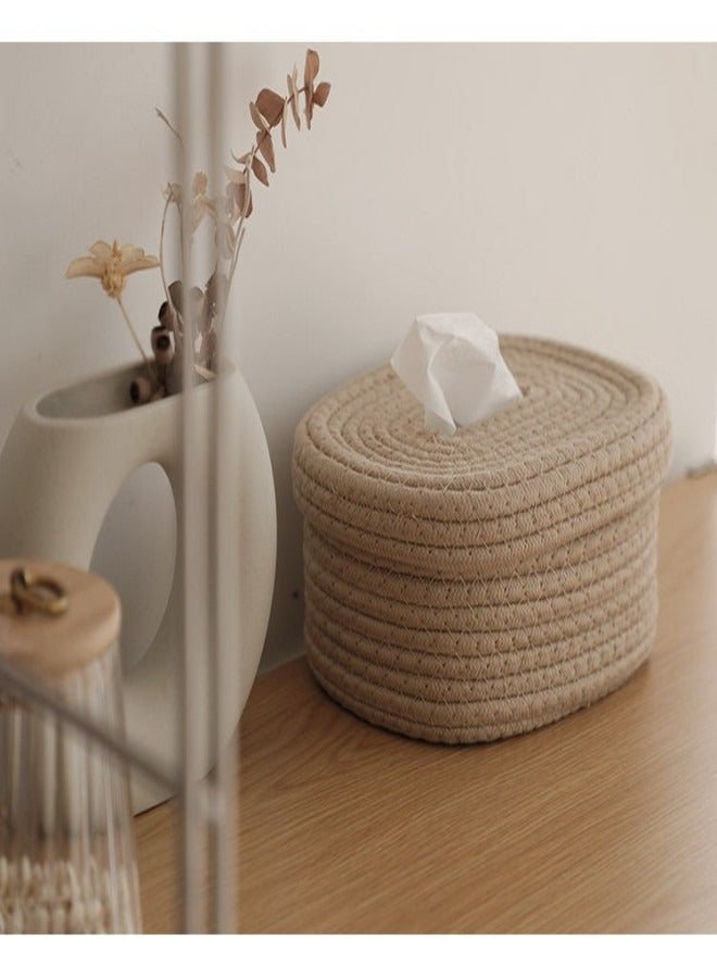 general Handwoven Cotton Tissue Box – Decorative Woven Storage Organizer for Bathroom, Living Room  Office - Image 3