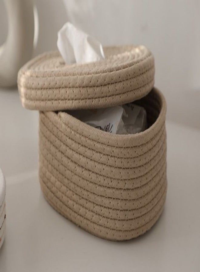general Handwoven Cotton Tissue Box – Decorative Woven Storage Organizer for Bathroom, Living Room  Office - Image 2