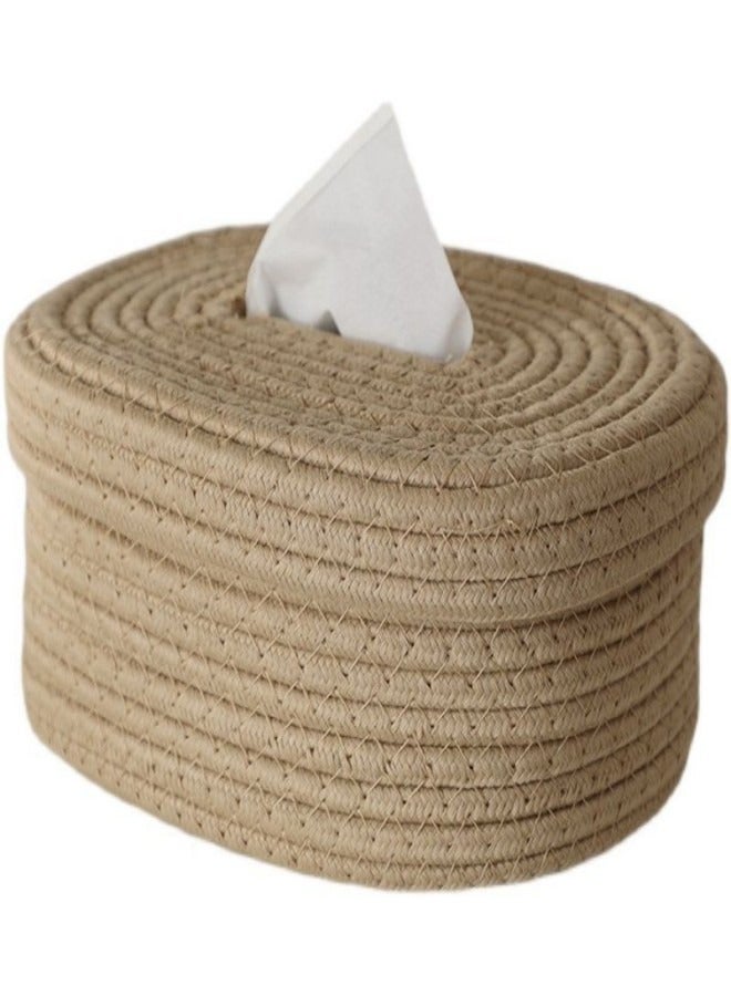 general Handwoven Cotton Tissue Box – Decorative Woven Storage Organizer for Bathroom, Living Room  Office - Image 1