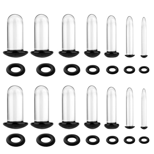 TRESSON 14PCS 14G-2G Glass Ear Stretching Kit Plugs for Ears Gauges with O-Rings Single Flare Glass Gauge Stretching Kit Ear Expander Body Piercing Jewelry for Women Men - Image 1