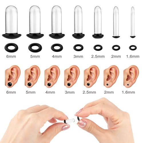 TRESSON 14PCS 14G-2G Glass Ear Stretching Kit Plugs for Ears Gauges with O-Rings Single Flare Glass Gauge Stretching Kit Ear Expander Body Piercing Jewelry for Women Men - Image 2