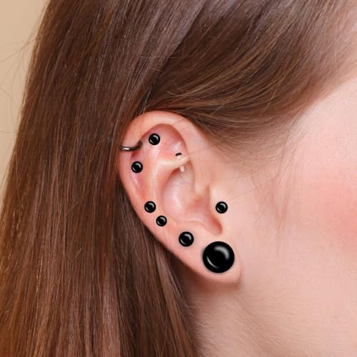TRESSON 14PCS 14G-2G Glass Ear Stretching Kit Plugs for Ears Gauges with O-Rings Single Flare Glass Gauge Stretching Kit Ear Expander Body Piercing Jewelry for Women Men - Image 5