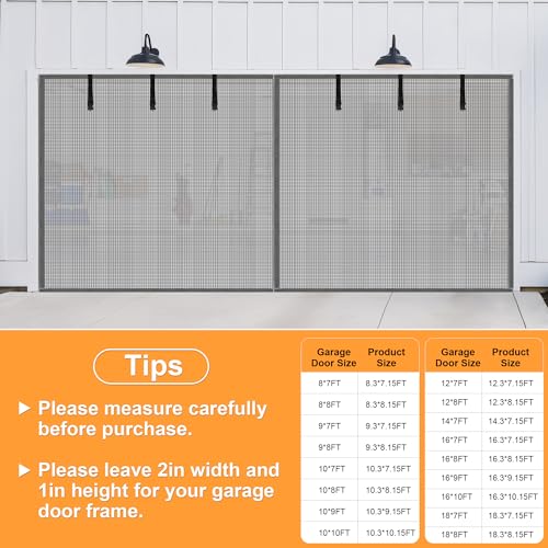 LIAMST Privacy Garage Door Screen Blackout for 1 Car Garage-9x7FT Privacy Silver Grey Heavy Duty Magnetic Garage Screen, Hands Free, Magnetic Privacy Garage Screen Door - Image 2