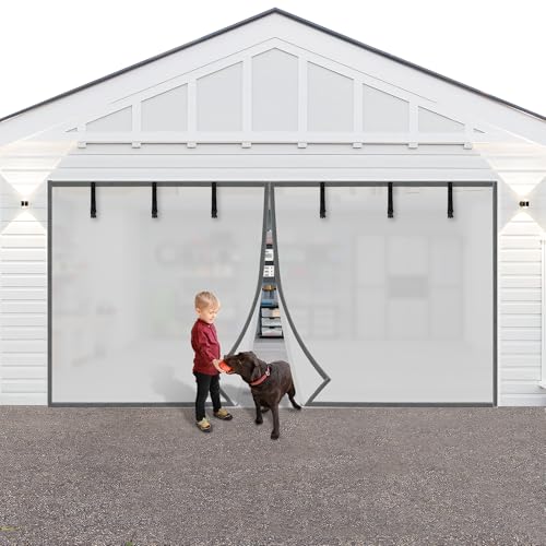 LIAMST Privacy Garage Door Screen Blackout for 1 Car Garage-9x7FT Privacy Silver Grey Heavy Duty Magnetic Garage Screen, Hands Free, Magnetic Privacy Garage Screen Door - Image 1