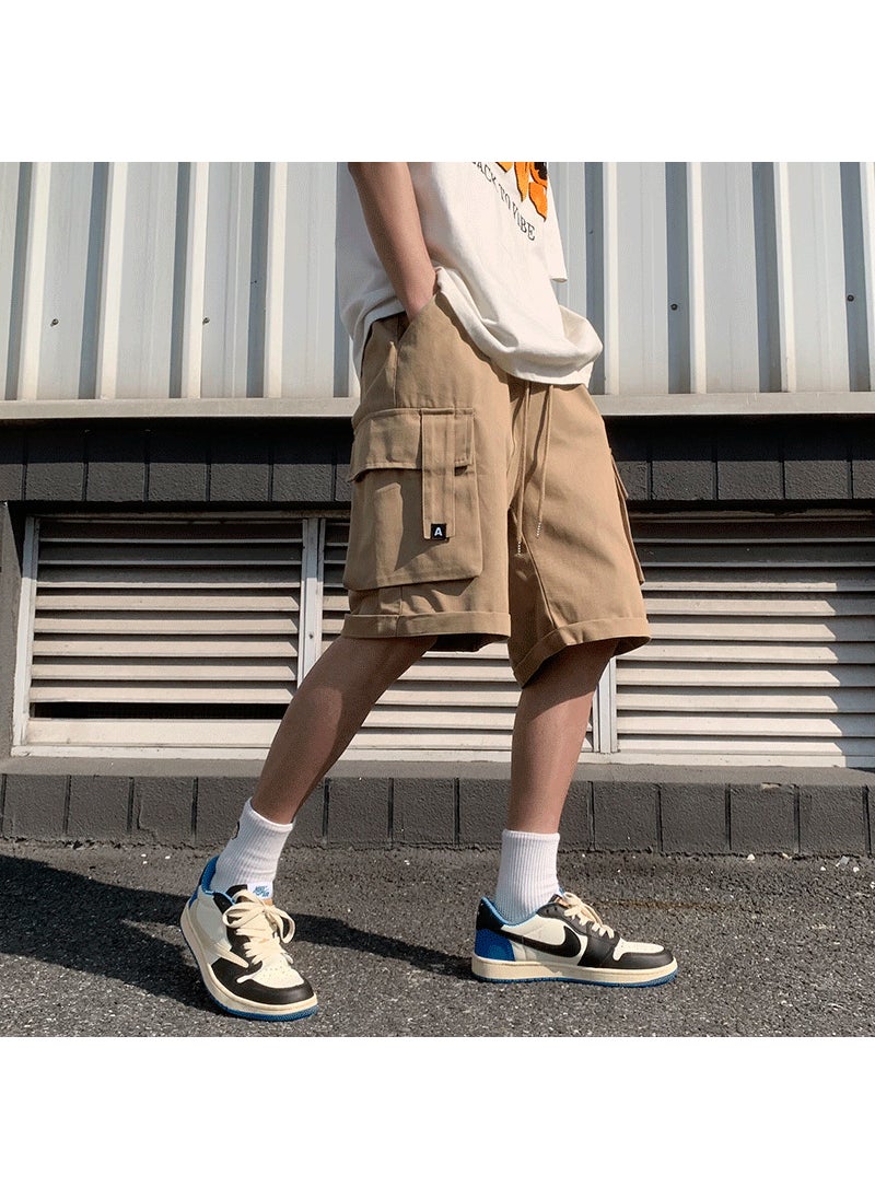 Generic - Casual Shorts Men Summer Outdoor Wear Thin Mid-pants Trendy Loose Five-point Work Pants Trendy Sports Large Pants Clothing Green - Image 1