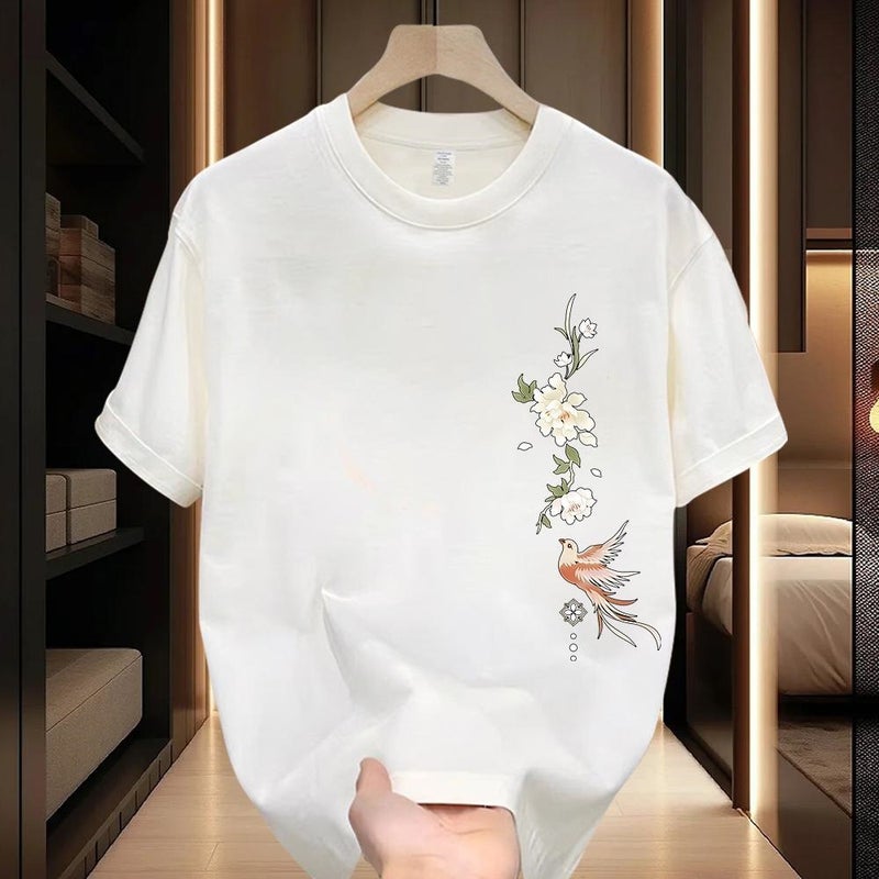 Chinese Style Pure Cotton Short-Sleeved T-Shirt Men'S Summer Youth Boys National Trend Printed Half-Sleeved Top - Image 5