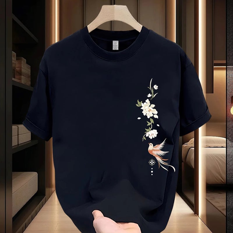 Chinese Style Pure Cotton Short-Sleeved T-Shirt Men'S Summer Youth Boys National Trend Printed Half-Sleeved Top - Image 3