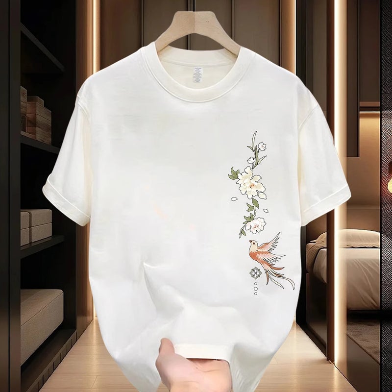 Chinese Style Pure Cotton Short-Sleeved T-Shirt Men'S Summer Youth Boys National Trend Printed Half-Sleeved Top - Image 2