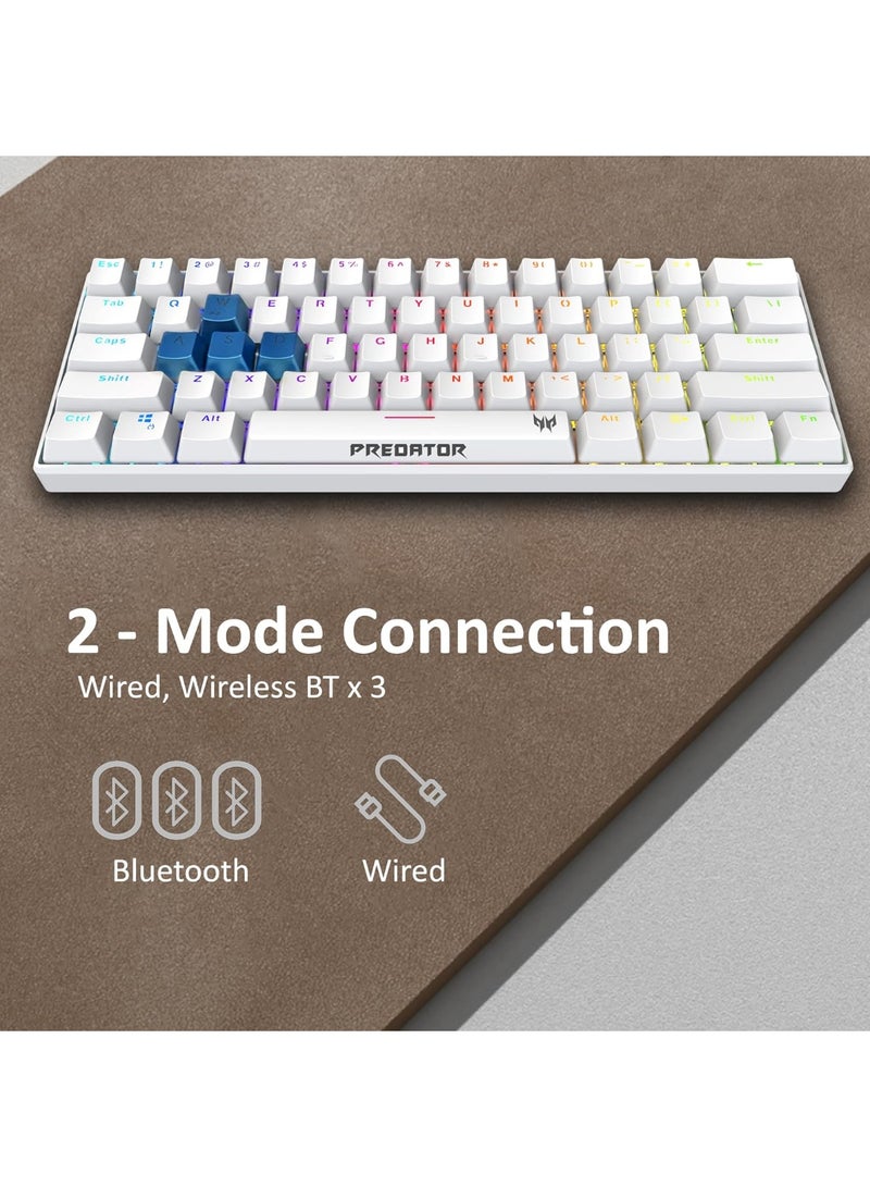 Acer Predator Aethon 330 Gaming Keyboard|Space-Saving 61-Key Design|100% Anti-Ghosting with N-Key Rollover|Kailh Blue Switches|Personalized RGB Lighting | Dual Mode - Wired & Bluetooth, (Pack of 1) - Image 2