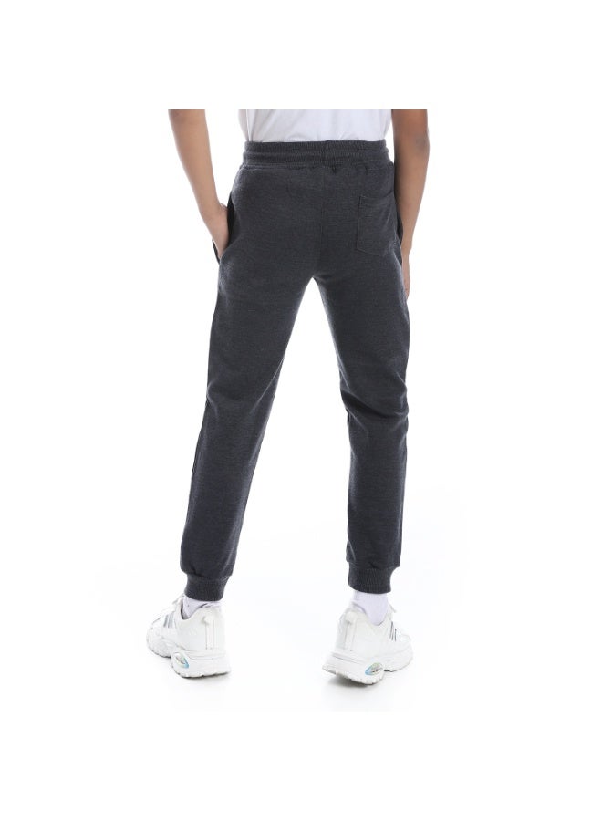 Andora Dark Grey Elastic Waist Printed Boys Sweatpants_Grey - Image 2