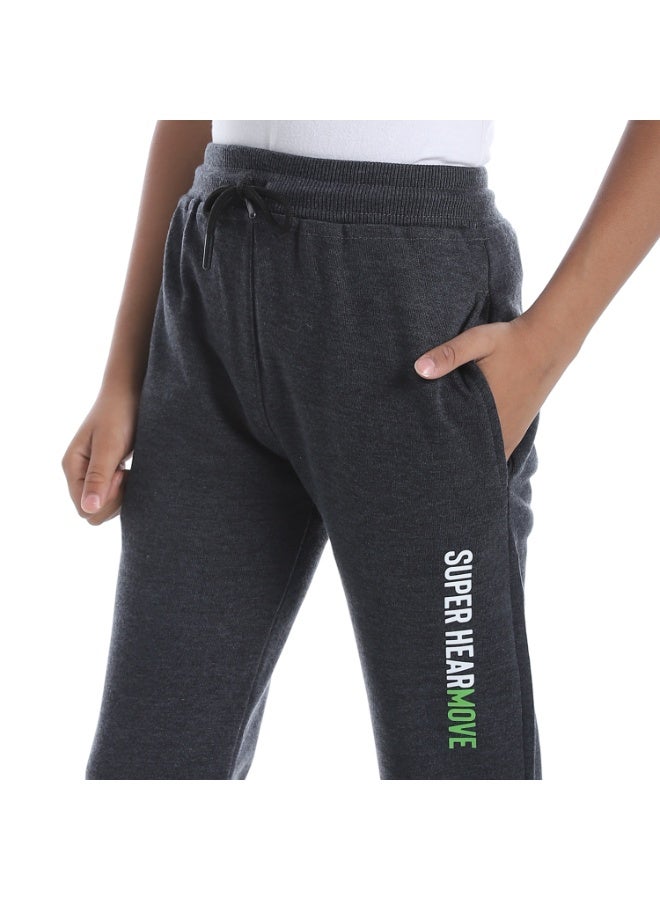 Andora Dark Grey Elastic Waist Printed Boys Sweatpants_Grey - Image 3