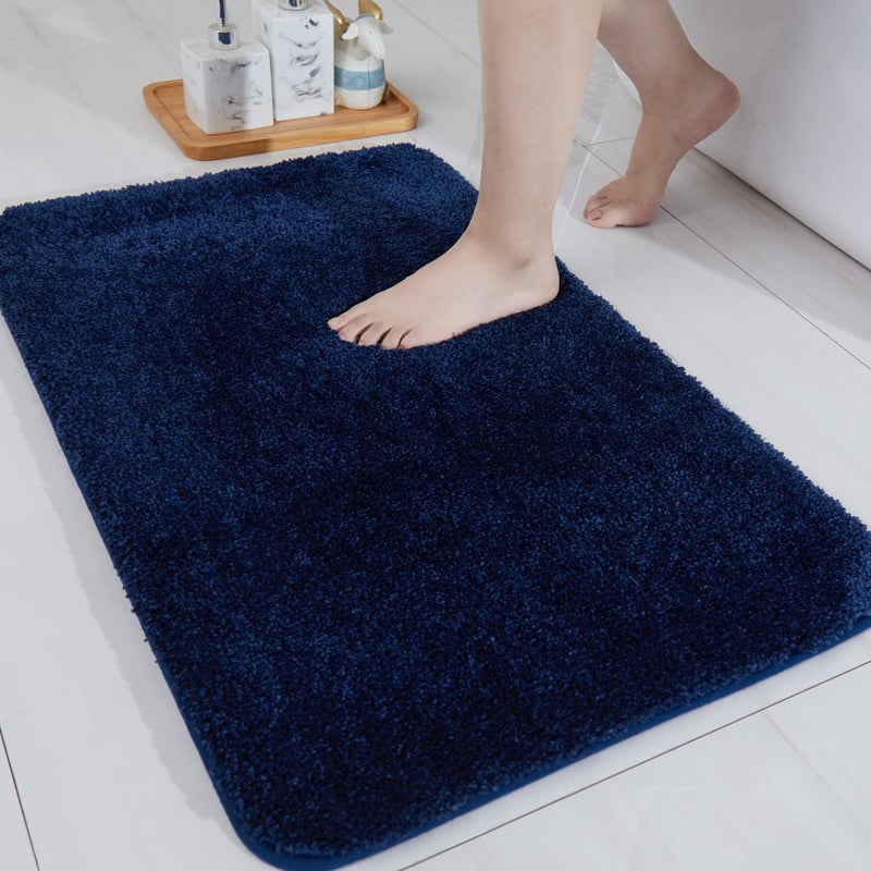 COSY HOMEER Bath Rugs for Bathroom Extra Thick AntiSlip Bath Mats Soft Plush Yarn Shaggy 100 Strong Mirco Polyeste Mat Living Room Bedroom Mat Floor Water AbsorbentNavy20x32 Inches