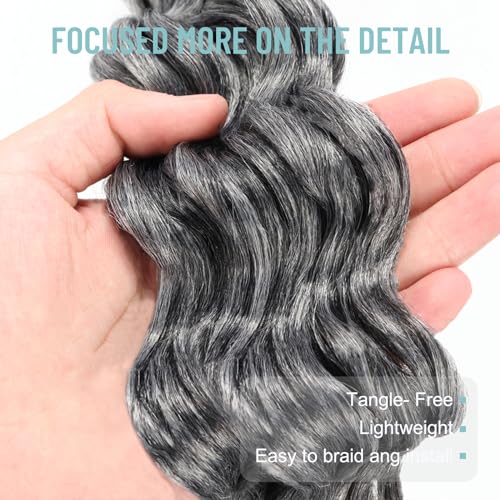 ToyoTree Ocean Wave Crochet Hair - 12 Inch 8 Packs Ombre Gray Mid-Length Curly Deep Wave Crochet Hair, Synthetic Ocean Wave Braiding Hair Extensions (12 Inch,T-Gray-8P) - Image 4
