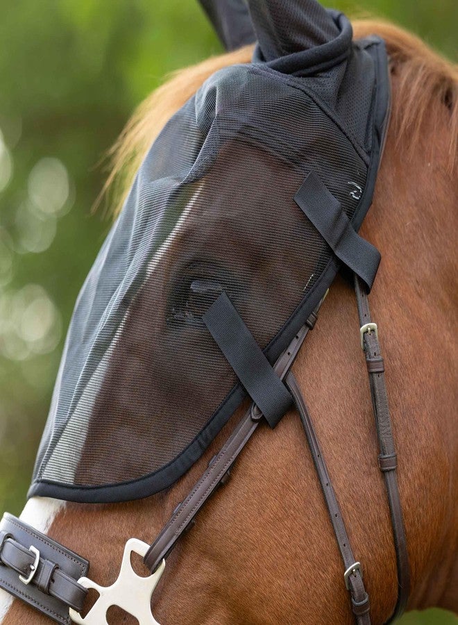 Horze Easy-Attach Bridle Insect and Fly Mask with Ear and Eye Protection - Black - L - Image 4