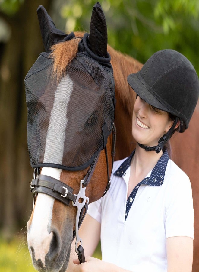 Horze Easy-Attach Bridle Insect and Fly Mask with Ear and Eye Protection - Black - L - Image 5