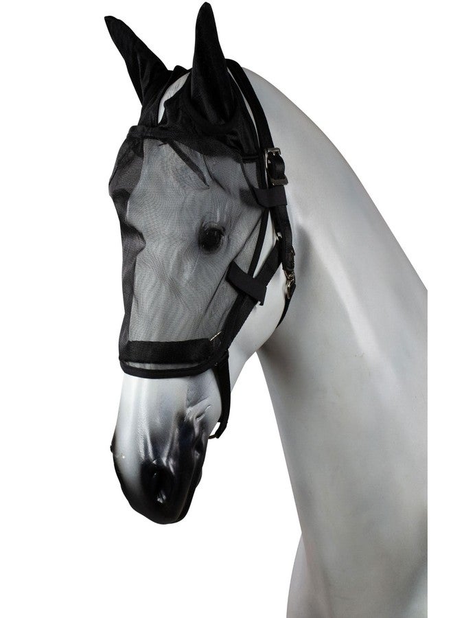 Horze Easy-Attach Bridle Insect and Fly Mask with Ear and Eye Protection - Black - L - Image 2