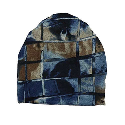 iSWEVEN Unisex Cotton Slouchy Beanie and Skull Cap for Summer, Winter, Autumn and Spring Season, Can be Used as a Helmet Caps Too - (7052A, Blue-Brown, Free Size) - Image 3