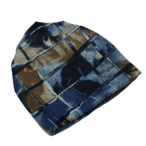iSWEVEN Unisex Cotton Slouchy Beanie and Skull Cap for Summer, Winter, Autumn and Spring Season, Can be Used as a Helmet Caps Too - (7052A, Blue-Brown, Free Size) - Image 4