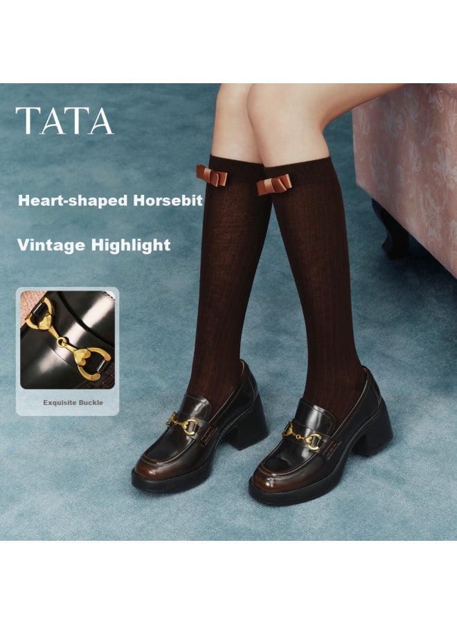 Tata Women's Shoes Spring New Black Loafers Thick Sole Brown Size 39 - Image 2