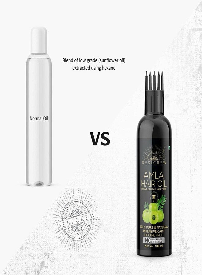 Desicrew Amla Hair Oil - WITH COMB APPLICATOR - Cold Pressed - Promotes Healthy, Voluminous & Smooth Hair 100mL Pack Of 4 Bottle 400 ml Hair Oil (400 ml) - Image 5