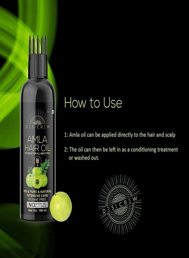 Desicrew Amla Hair Oil - WITH COMB APPLICATOR - Cold Pressed - Promotes Healthy, Voluminous & Smooth Hair 100mL Pack Of 4 Bottle 400 ml Hair Oil (400 ml) - Image 3