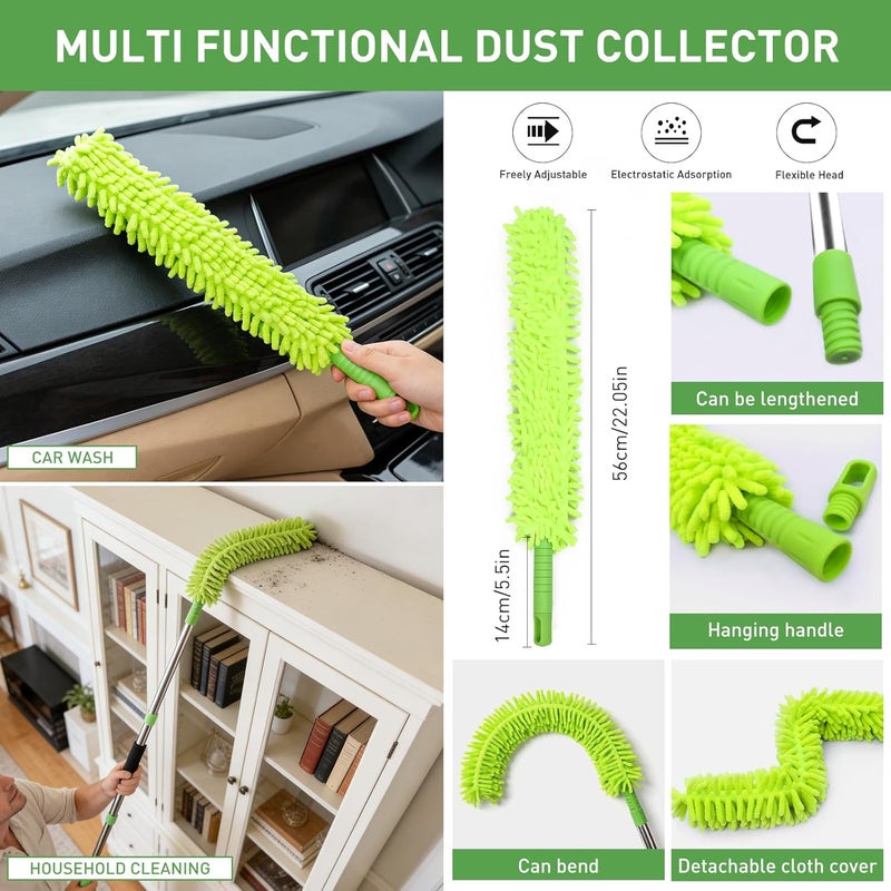 GES 62" Car Wash Mop with Telescoping Handle and Chenille Microfiber Cleaning Kit - Image 3