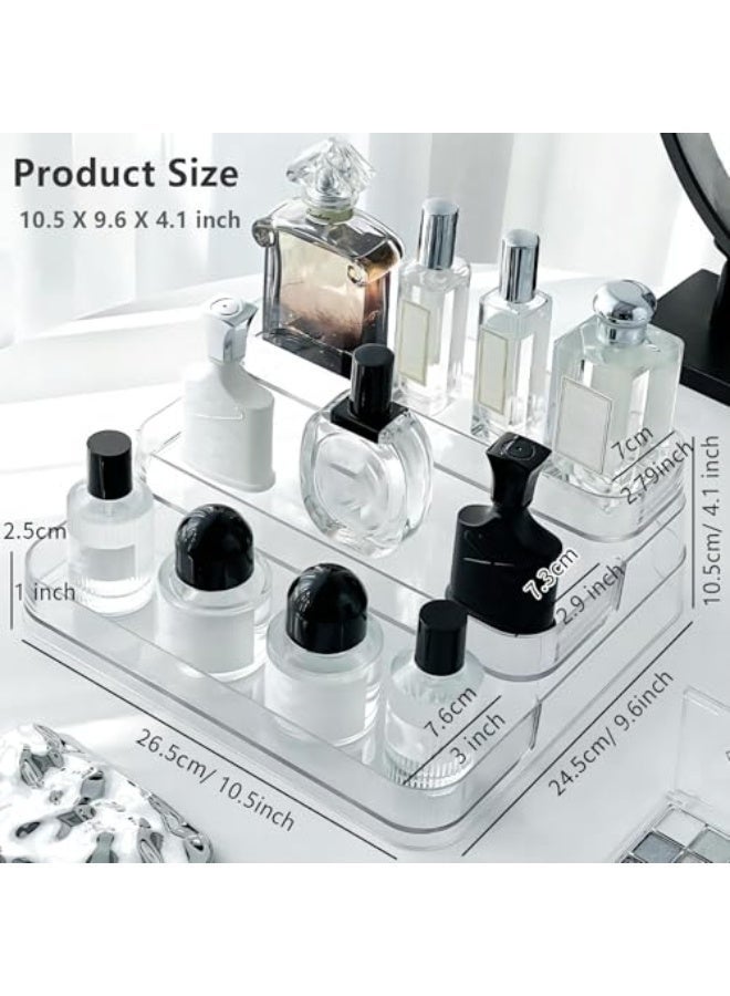 بيتلا طقم 2 من قواعد العرض الأكريليك الشفاف 3 طبقات، منظم عطور ومكياج، حامل عرض للحلويات والكب كيك وللاستخدام المنزلي - Image 3