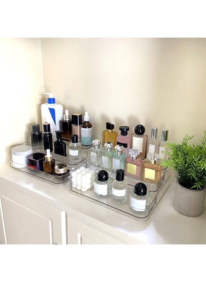 بيتلا طقم 2 من قواعد العرض الأكريليك الشفاف 3 طبقات، منظم عطور ومكياج، حامل عرض للحلويات والكب كيك وللاستخدام المنزلي - Image 2