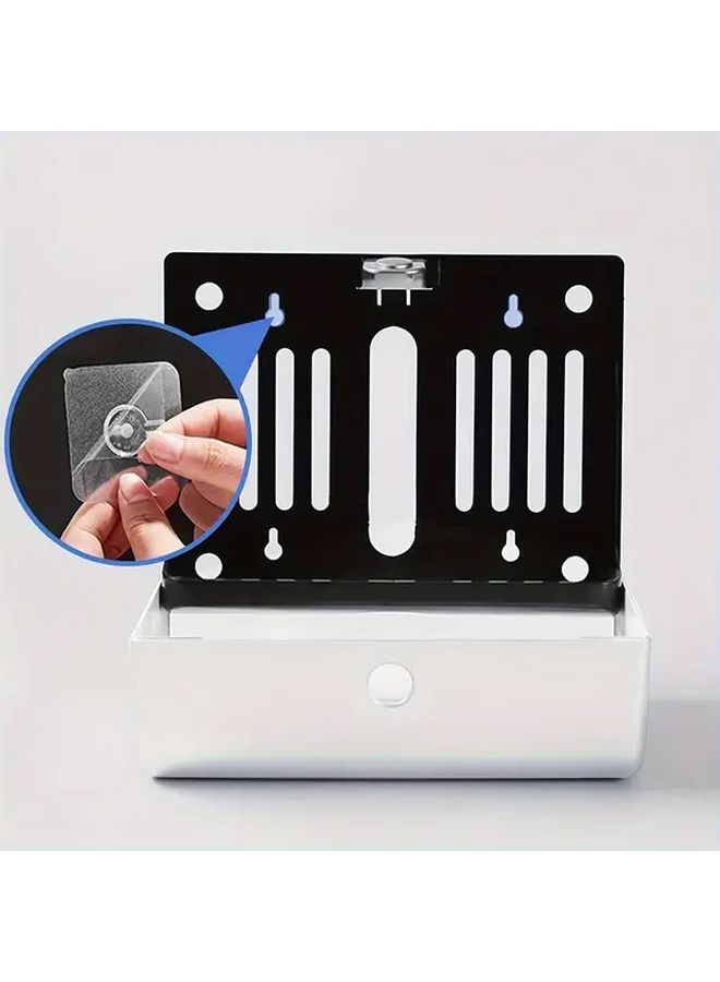 White Wall Mounted Toilet Paper Holder Large Capacity Waterproof ABS Plastic Box - Image 5