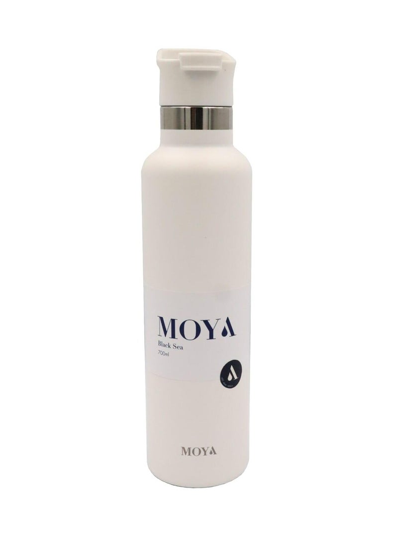 Moya "Black Sea"  700ml Insulated Sustainable Water Bottle White Spout Lid - Image 1