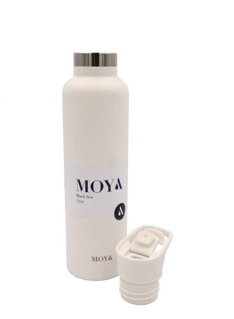 Moya "Black Sea"  700ml Insulated Sustainable Water Bottle White Spout Lid - Image 2