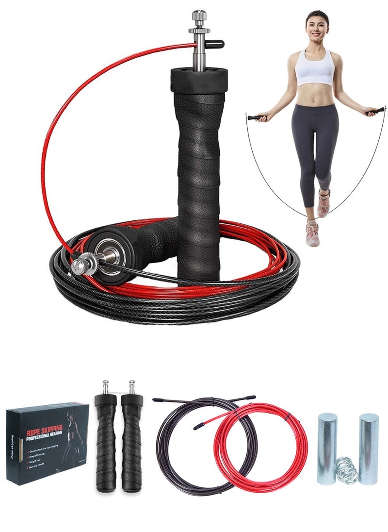 QUTOOB Professional Jump Rope for Fitness Training - Steel Wire Jump Rope with Adjustable Cable and Removable Weights, and Ball Bearing for High-Speed Skipping Workouts, Ideal for Weight Loss, Boxing, Gym, Cardio, and Endurance Training  - Image 1