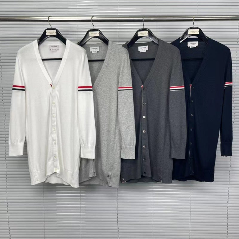 Tb Tom Wrist Ribbon Mid-Length Cardigan Men'S And Women'S Same Casual Wool Cotton Yarn - Image 2