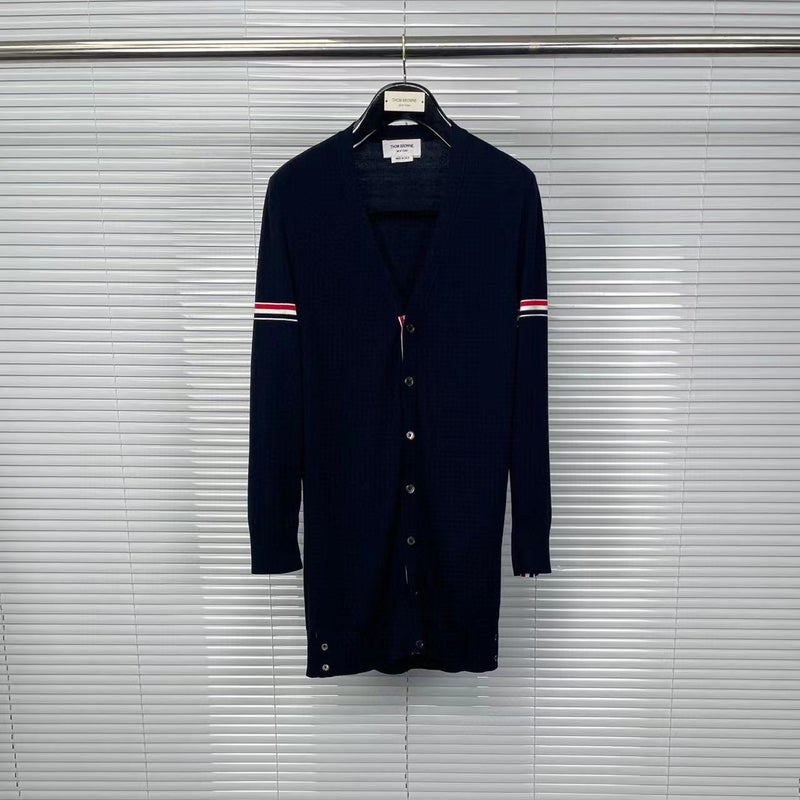 Tb Tom Wrist Ribbon Mid-Length Cardigan Men'S And Women'S Same Casual Wool Cotton Yarn - Image 4