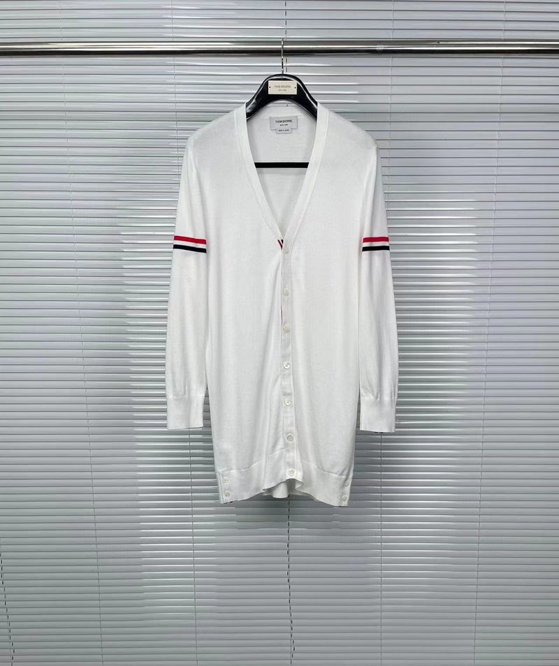 Tb Tom Wrist Ribbon Mid-Length Cardigan Men'S And Women'S Same Casual Wool Cotton Yarn - Image 1