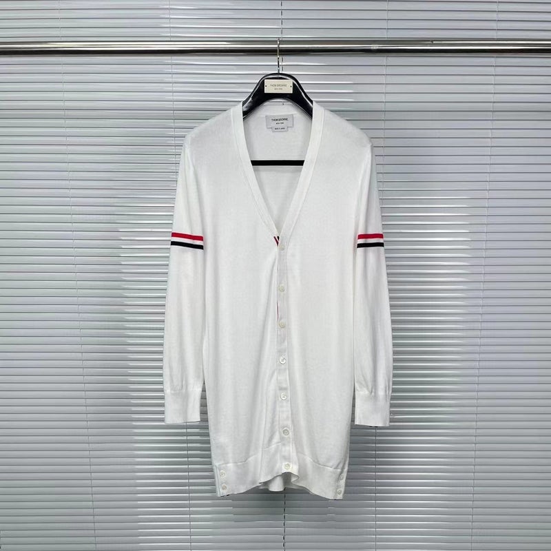 Tb Tom Wrist Ribbon Mid-Length Cardigan Men'S And Women'S Same Casual Wool Cotton Yarn - Image 3