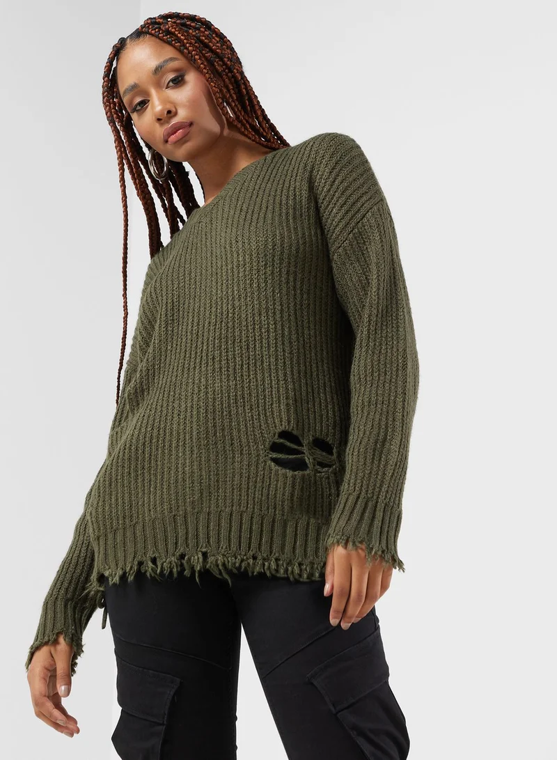 إيسو سويت شيرت محبوك بشعار الماركة