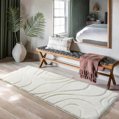 DEXDE Bathroom Rugs Runner 24 x 72 Inch, Extra Long Bathroom Rug Non-Slip Machine Washable Bath Mats Rug, Cream White Soft Carpets for Floor, Tub and Shower, Home Decor Accessories - Image 3