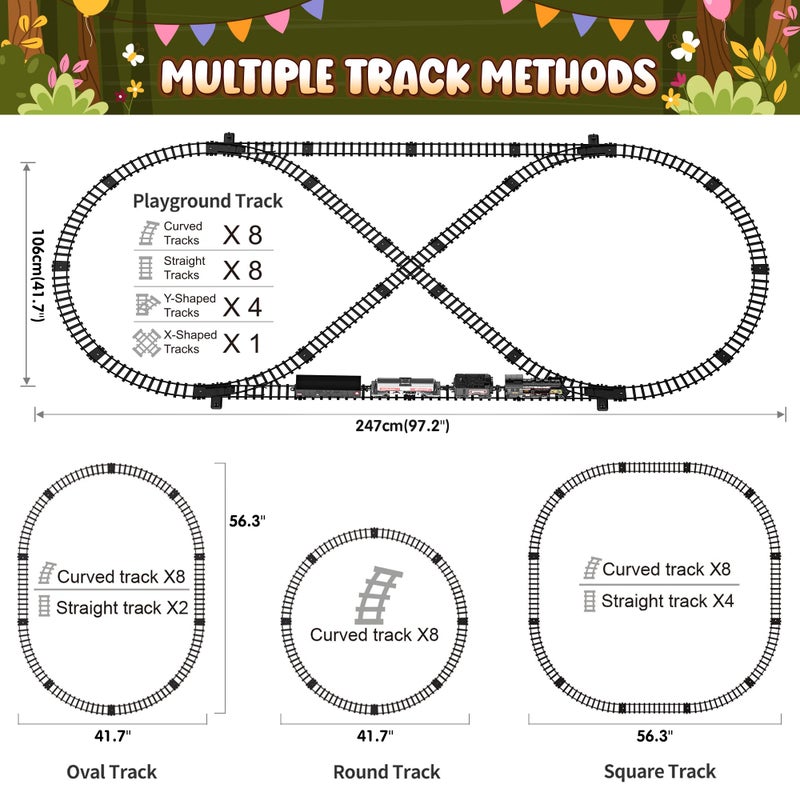Hot Bee Train Set for Boys, Metal Alloy Electric Trains w/Steam Locomotive, Cargo Cars & Tracks, Train Toys w/Smoke, Sounds & Lights, Christmas Toys Gifts for 3 4 5 6 7 8+ Years Old Kids - Image 5