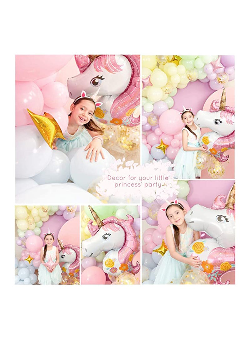 SYOSI 147 Pcs Unicorn Birthday Balloons Arch Garland Kit 40 Unicorn Balloon Pink Purple Blue Confetti Balloons Birthday Banner 8 Tools for Girls Unicorn Birthday Party Decorations Baby Shower  - Image 3