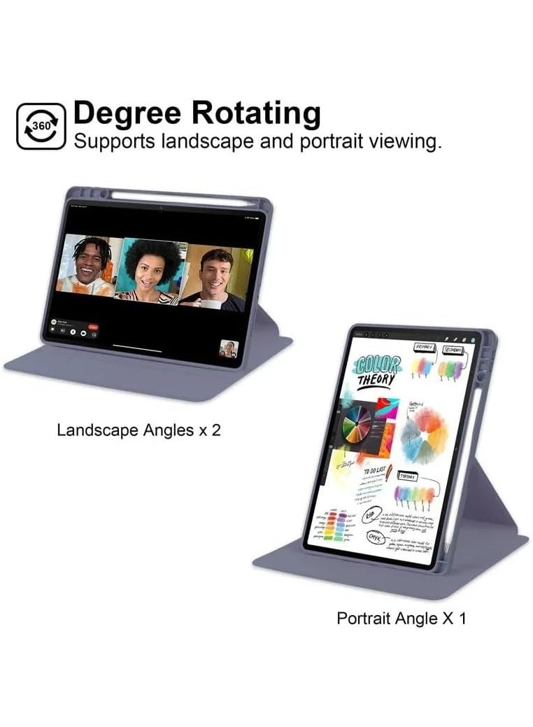 VKL Case for Lenovo Idea Tab 11 inch 2025 (TB336ZU/TB336FU) Smart Tablet Leather Case with Auto Wake/Sleep, 360° Rotating Stand Clear Back Cover with Pencil Holder (Purple) - Image 3